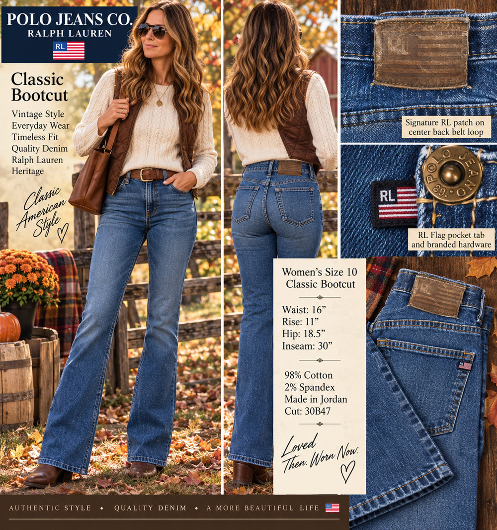 Vintage Polo Jeans Co Ralph Lauren Womens 10 Classic Bootcut Jeans Y2K Americana
